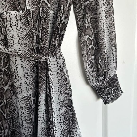 SAM EDELMAN | Snake Reptile Print Layered Dress Gray Black White | Size Large - Picture 3 of 11
